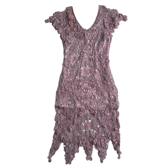 beaded sleeves dress LoveShackFancy Women's Lamont Crochet Shell Mini Dress – Saint Bernard main image 1